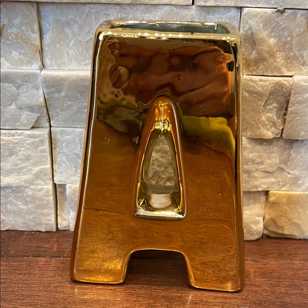 Gold Ceramic Letter A Vase